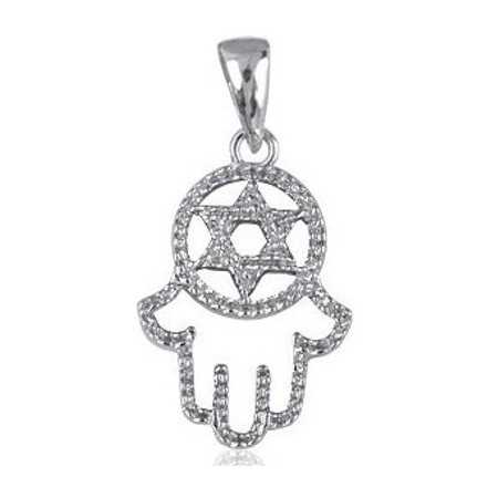 Khamsa et étoile de David en argent