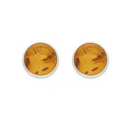 Clous d'oreilles argent avec ambre bouton