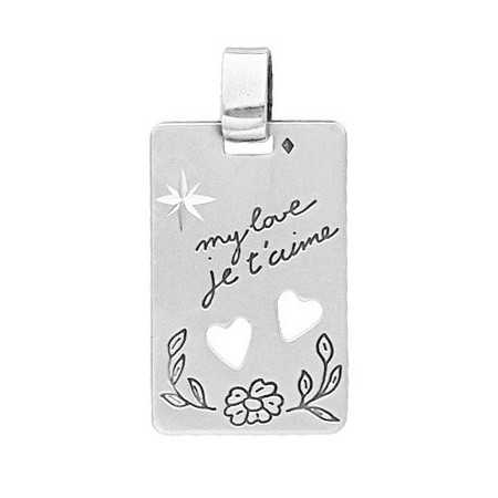 Pendentif my love, je t'aime en argent