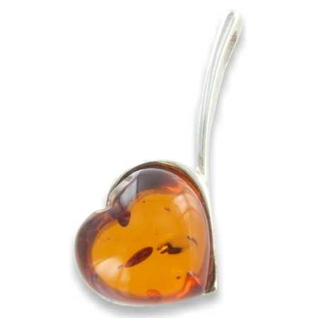 Coeur d'ambre en pendentif argent