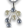 Collier perles sur cordon soie argent - pendentif