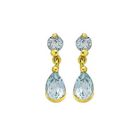 Boucles d'oreilles or et topazes bleue.