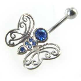 Piercing banana en argent papillon