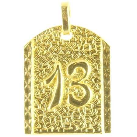 Pendentif porte bonheur "13" plaqué or