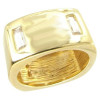 Bague plaqué or anneau large avec zirconias taille baguette ø52