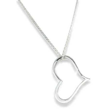 Collier grand coeur ajouré en argent