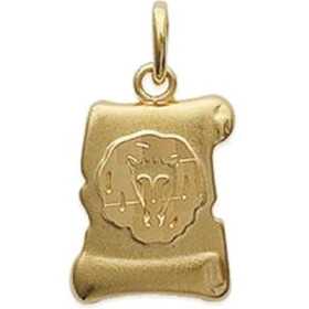Pendentif zodiaque parchemin satiné Lion plaqué or.