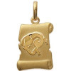 Pendentif zodiaque parchemin satiné Bélier plaqué or.