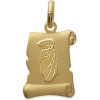 Pendentif zodiaque parchemin satiné Vierge plaqué or.