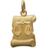Pendentif zodiaque parchemin satiné Balance plaqué or.