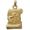 Pendentif zodiaque parchemin satiné Sagittaire plaqué or.