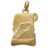 Pendentif zodiaque parchemin satiné Verseau plaqué or.