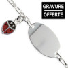 Bracelet gourmette bébé en argent avec coccinelle.