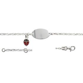 Bracelet gourmette bébé coccinelle en argent. - Bijouterieonline.com