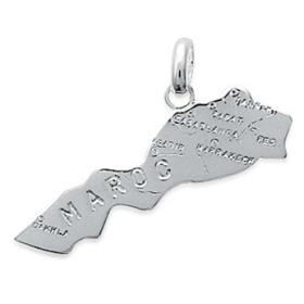 Pendentif en argent carte du Maroc
