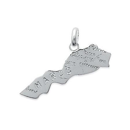 Pendentif en argent carte du Maroc - Bijouterieonline.com