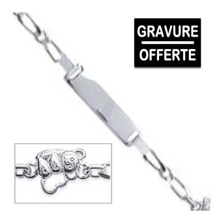 Gourmette bébé en argent avec oursons