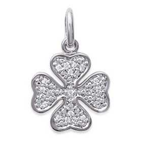 Pendentif argent trèfle à 4 feuille rhodié