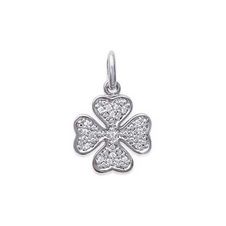 Pendentif argent trèfle à 4 feuille rhodié