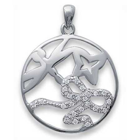 Pendentif en argent avec libellule et papillon