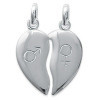 Pendentif coeur à partager en argent homme - femme