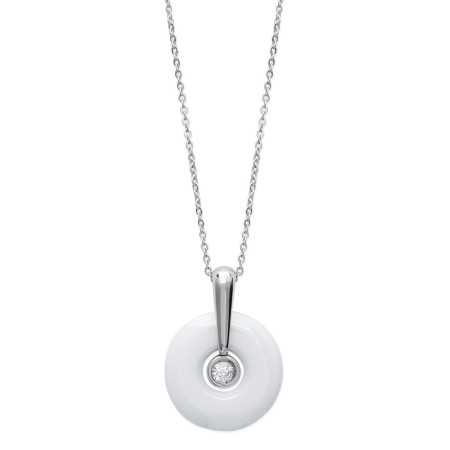 Collier argent avec roue céramique et zirconia