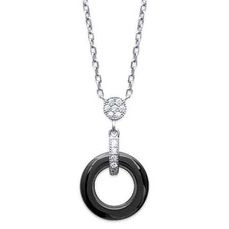 Collier en acier avec céramique noir et oxydes de zirconium