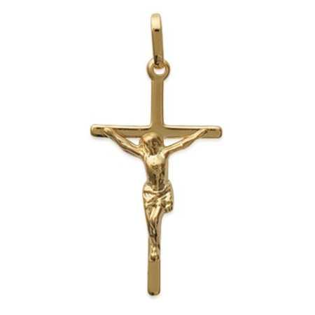 Croix plaqué or avec christ.