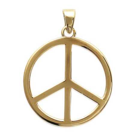 Pendentif peace and love plaqué or grand modele
