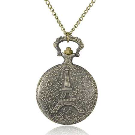 Montre à gousset métal bronze doré vieilli tour eiffel. - Bijouterieonline.com