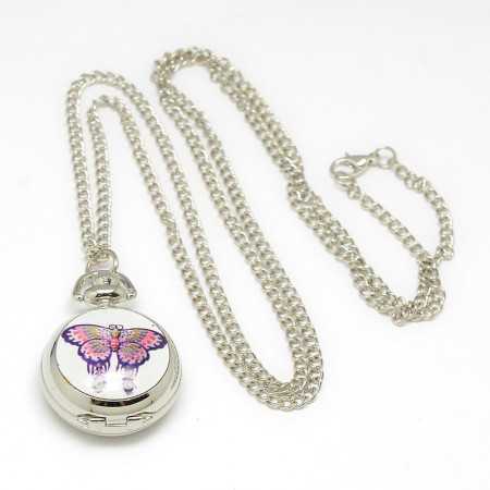 Montre sautoir dame papillon sur porcelaine - Bijouterieonline.com