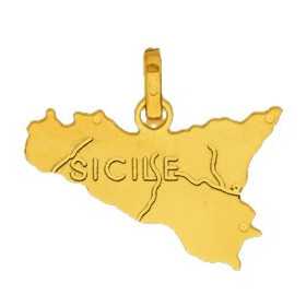 Pendentif carte Sicile en or