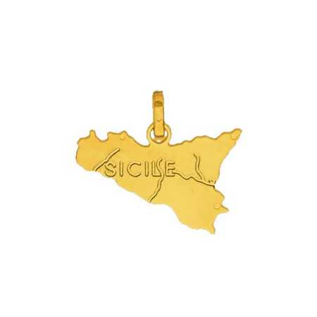 Pendentif carte Sicile en or 18K