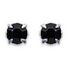 Clous d'oreilles en argent et cristal noir taille ronde