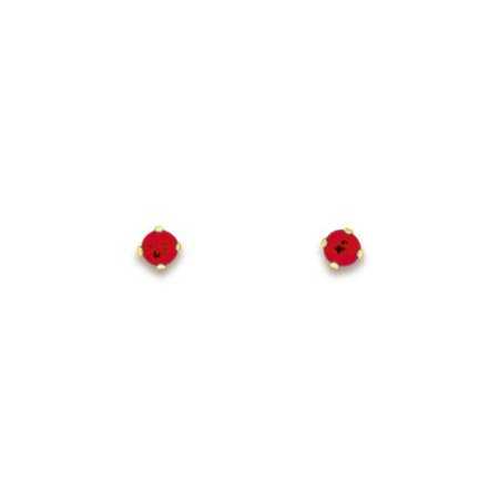 Clous d'oreilles or et rubis de 2,5 mm