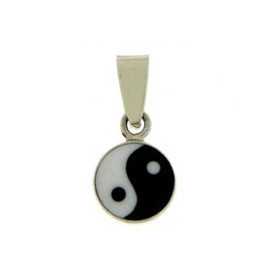 Pendentif ying yang en argent et émail.