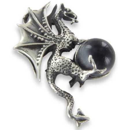 Pendentif dragon en argent et oeil de tigre