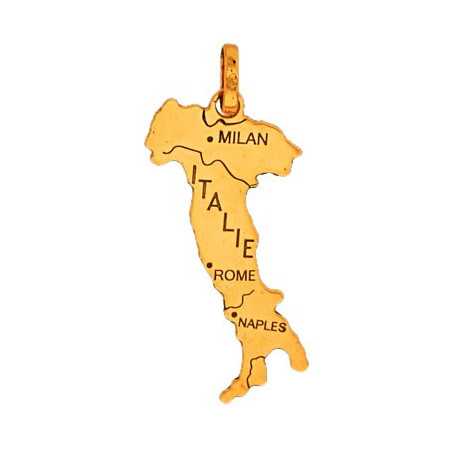Pendentif carte Italie en or
