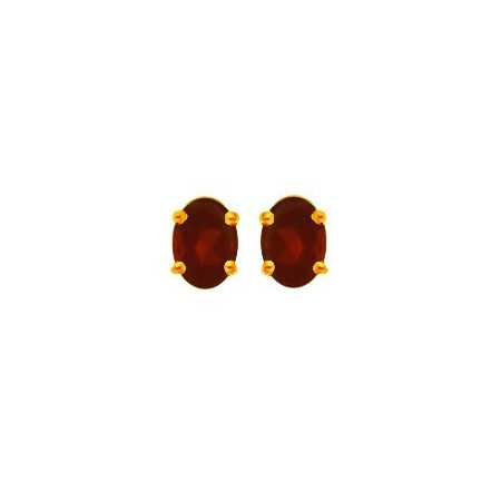 Clous d'oreilles or avec grenats de 7 x 5 mm