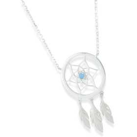 Collier dreamcatcher en argent et turquoise - Bijouterieonline.com