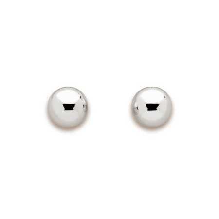 Clous d'oreilles boules en or blanc 6 mm