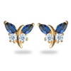 Boucles d'oreilles papillons plaqué or et oxyde de zirconium saphir