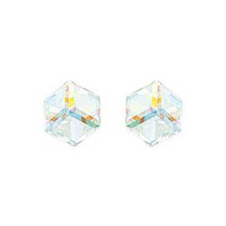 clous d'oreilles argent avec prisme cristal irisé