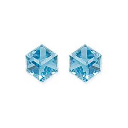 clous d'oreilles argent avec prisme cristal bleu ciel