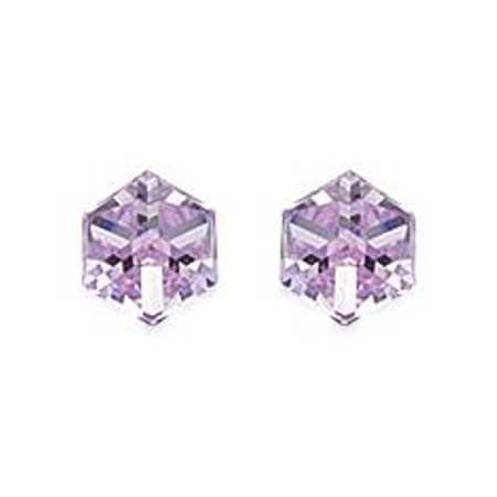 clous d'oreilles argent avec prisme cristal mauve