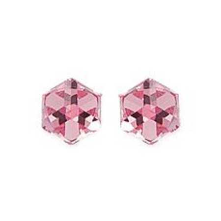 clous d'oreilles argent avec prisme cristal rose