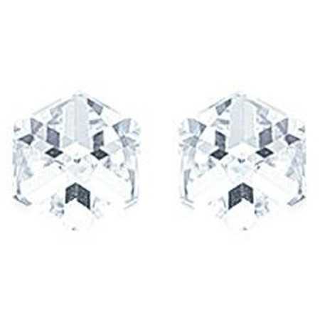 clous d'oreilles argent avec grand prisme cristal blanc