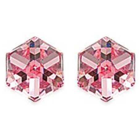 clous d'oreilles argent avec grand prisme cristal rose