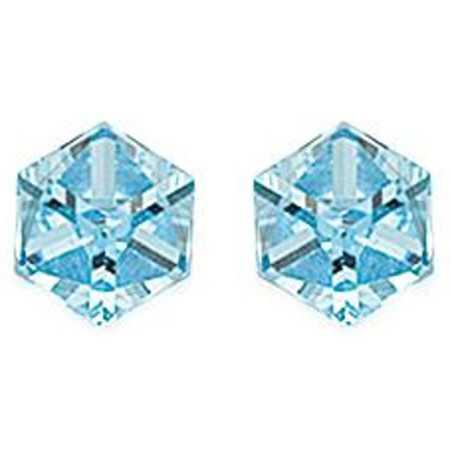 clous d'oreilles argent avec grand prisme cristal bleu ciel