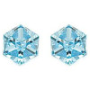 clous d'oreilles argent avec grand prisme cristal bleu ciel